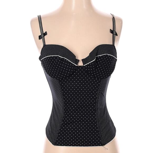 Vintage Deadstock Malizia La Perla Polka Dot Bow Strap Bustier Corset 36 B - Picture 1 of 7